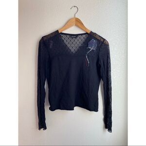 EXPRESS | 90s Vintage Long Sleeve Mesh Blouse